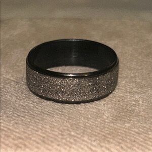 Men's Black and Silver Sandblasted‎ Ring